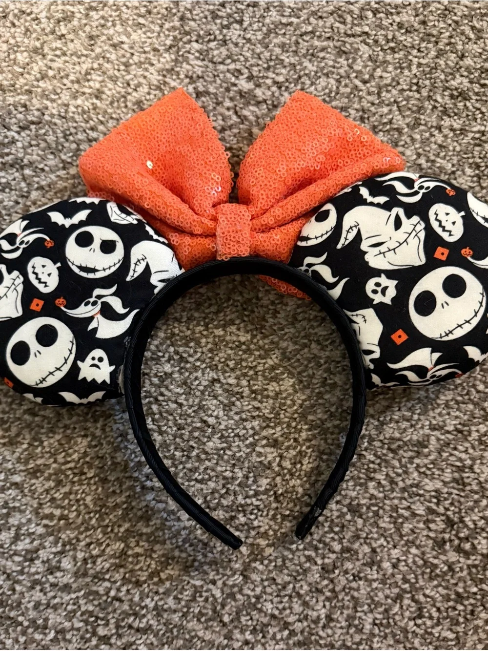 Orange Sequin Bow The Nightmare Before Christmas Minne Mouse Ear Headband